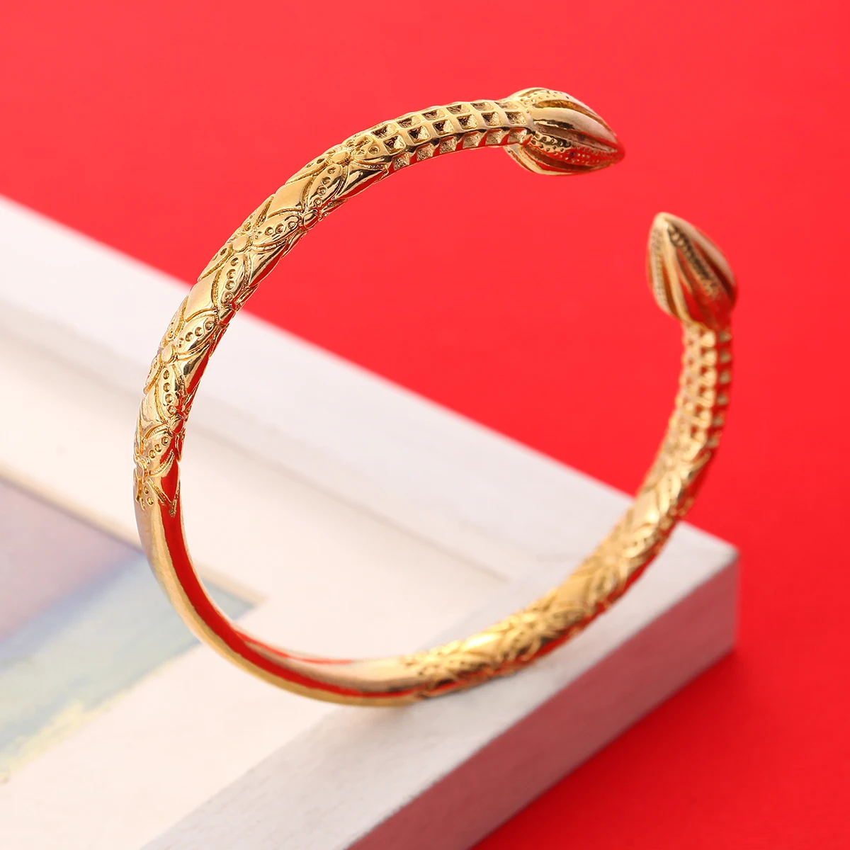 Ethiopian Real Man Jewelry Accessories Gold Color Opening Embossing Charm Bangles 3