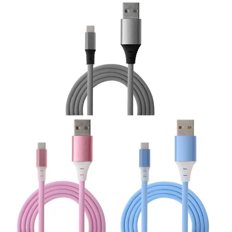 

1 PC OOTDTY USB Type C Charging Cable Data Line LED Lighting Voice Control Cord for Mobile Phone