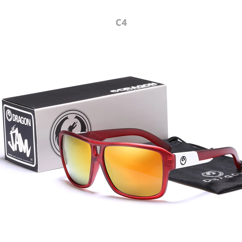 Зеркальные линзы для мужчин дракон фирменный дизайн вождения Рыбалка солнцезащитные очки Квадратные очки для мужчин UV400 летние оттенки очки - Цвет линз: C4