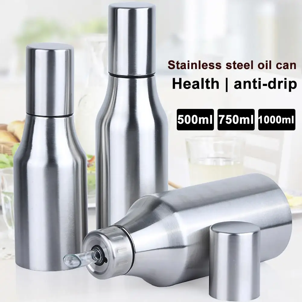 

New Arrival Kitchen Stainless Steel Leakproof Cooking Oil Dispenser Bottle Vinegar Cruet Portable Durable Leakproof Easy to use