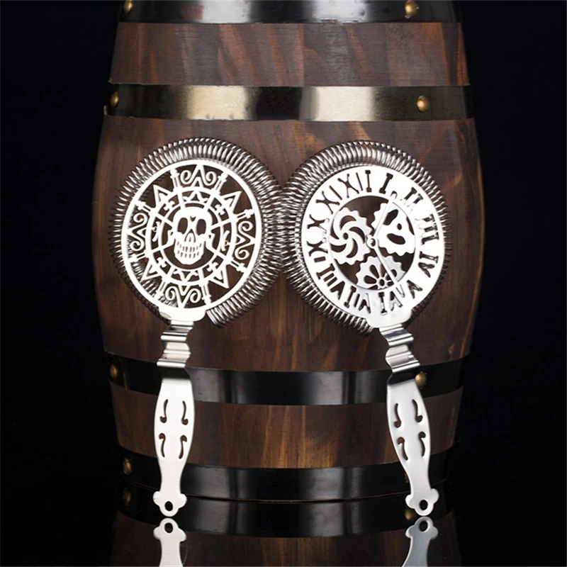 Cocktail Shaker Strainer Cocktail Bar Tool Set Skull And Mechanical Watch Bar Strainer Sprung Cocktail Strainer Stainless Steel Deluxe Bar Tools