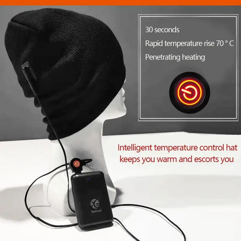 Теплая шапка с подогревом, теплая шапка, перезаряжаемая, USB, зимняя, утепленная, для спорта на открытом воздухе, Охотничья Шапка, нагревательная, электрическая, тепловая, шапки