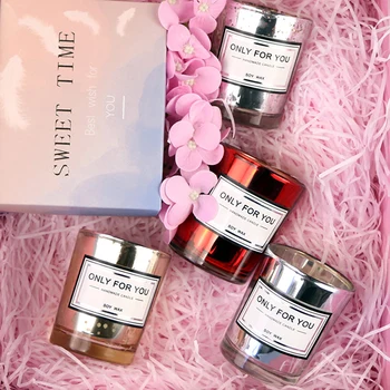 

Coverless Plating Fragrance Handmade Gift Glass Candlestick European Romantic Birthday Aromatherapy Candle Creative Soy Wax