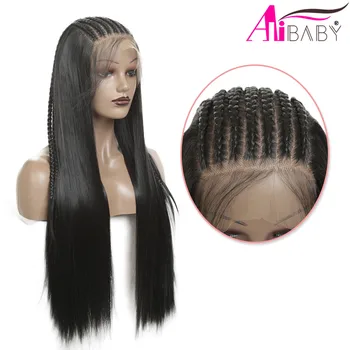 

Long Heat Resistant Fiber Hair Braided Wigs Synthetic Lace Front Wig With Baby Hair Box Braids Wigs New Style Fashion Alibaby