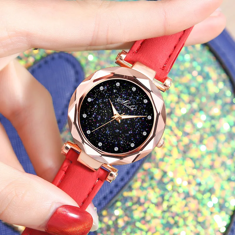 

Fashion Women Watch PU Leather Female Starry Sky Quartz Watch Ladies Gift Wrist Watch Relogio Feminino