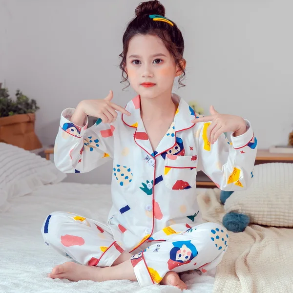 designer pajama sets Autumn Girls cotton pajamas set Children cute pyjamas Thin Sleepwear baby soft Loungewear Kids Pyjamas Boy short Top+ Pant best nightgowns Sleepwear & Robes