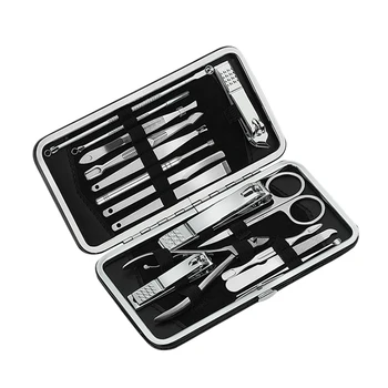 

16-In-1 Pedicure & Manicure Tool Kit Portable Nail Clippers Set with Acne Needle Nail File Trimmer Eyebrow Dead Skin Removal