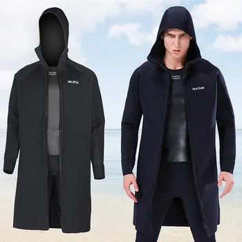 

SLINX 3mm Men Hooded Wind Coat Warm Diving Jacket UV Protection Wetsuit With Front Zipper Design Easy To Wear And Take Off