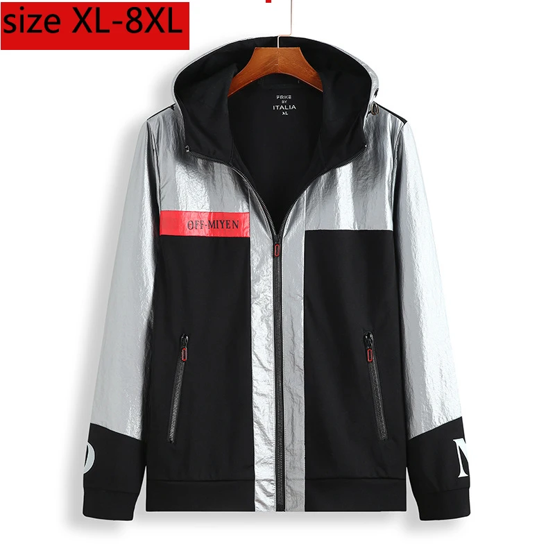 New Arrival Men Fashion Loose Outerwear Casual With Nood Patchwork Mens Windbreaker Jackets Plus Size XL2XL3XL4XL5XL 6XL 7XL 8XL