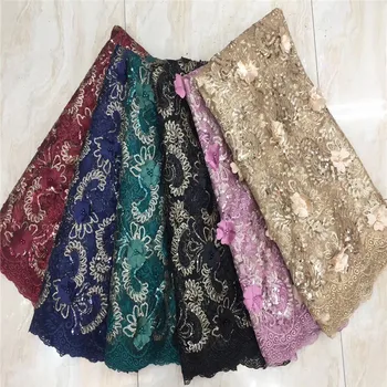 

Fashion Purple Indian George Fabrics 2018 High Quality African George Fabric With Guipure Handcut Sequins George Lace white