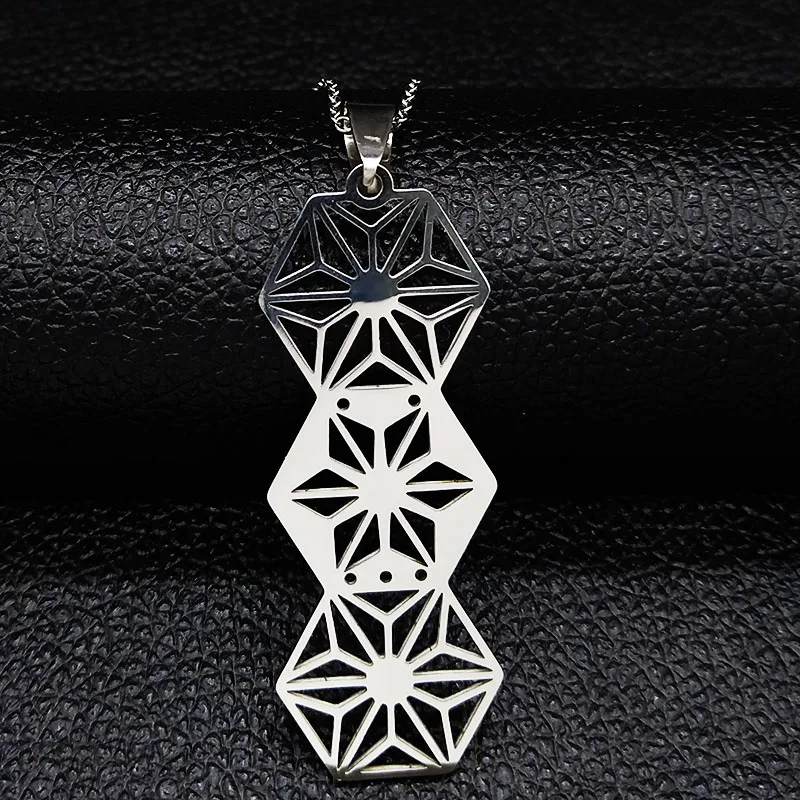 long 50 cm O SR New Fashion Flower of Life Stainless Steel Chain Necklace for Women Silver Color Necklace Jewelry joyas mujer N19307 - Окраска металла: long 50 cm O SR