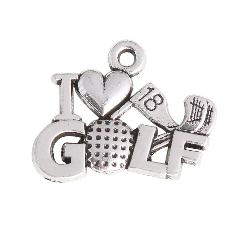 

RAINXTAR Vintage Alloy I Love Golf Charms The 18th Hole Golf Sport Charms 100pcs 16*20mm AAC1050