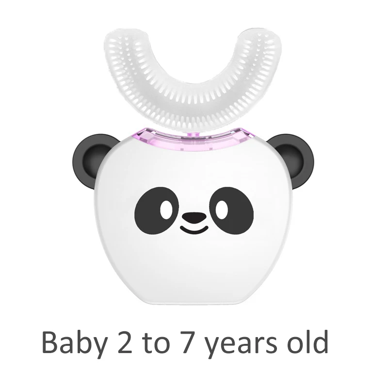 U-образная Интеллектуальная электрическая зубная щетка для детей, звуковая автоматическая зубная щетка для детей с перезаряжаемой зарядкой, отбеливающая зубная щетка - Цвет: White Baby