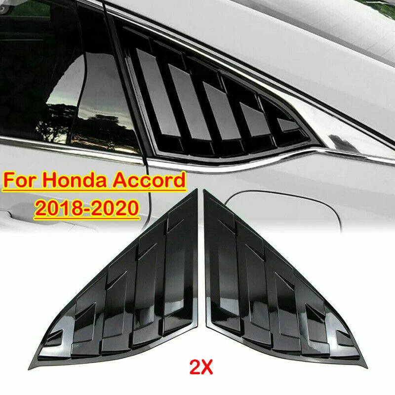 2*For Honda Accord 2018-22 Glossy Black Side Vent Window Scoop Louver Cover Trim