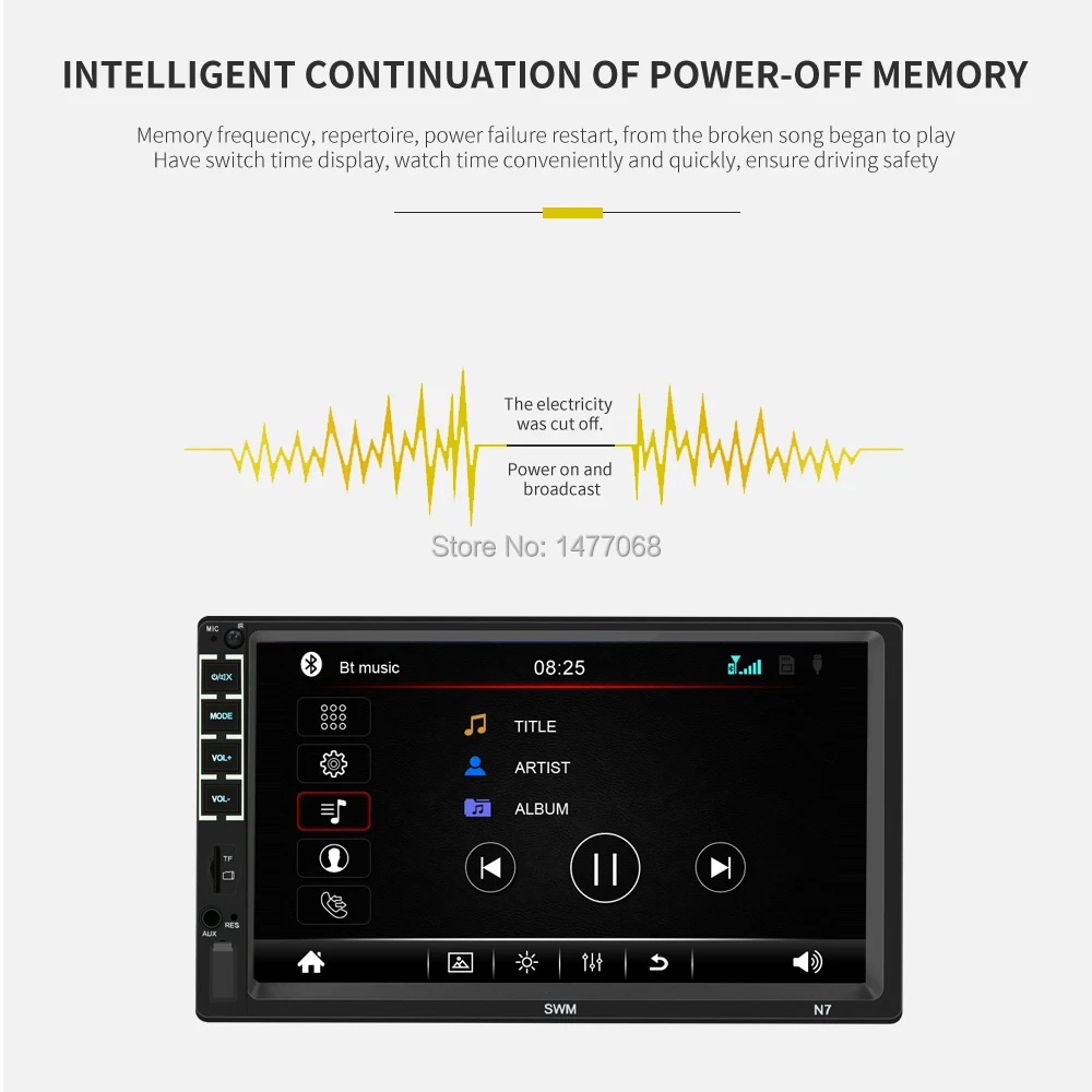 Mirror Link Автомобильный магнитола 2 din Bluetooth MP5-плеер Громкая связь A2DP MP3 USB TF Aux-in 7-дюймовый стерео аудиосистема Головное устройство PHYEE N7