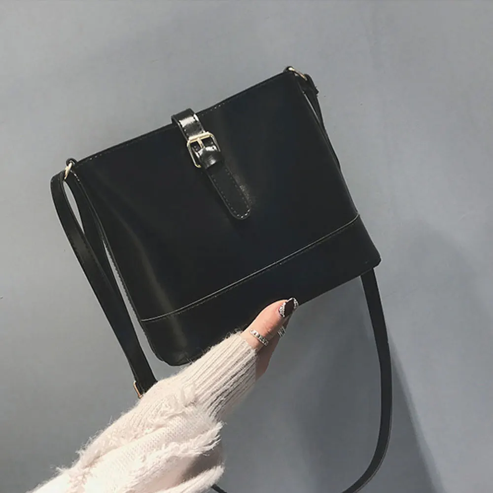 Fashion Women Bucket Bag Vintage Messenger Bag High Quality Retro Shoulder Bag Simple Crossbody Bag Tote Ladies PU Handbag