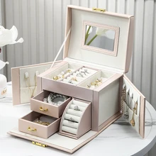 

Casegrace Large Jewelry Box Organizer Girls PU Leather Drawer Jewellery Boxes Earrings Ring Necklace Jewelry Storage Case Casket