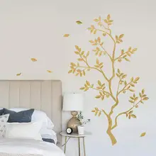 Съемная Наклейка на стену, Наклейки на стены, Наклейки на стены, золотые листья, наклейки на стену, для гостиной, спальни