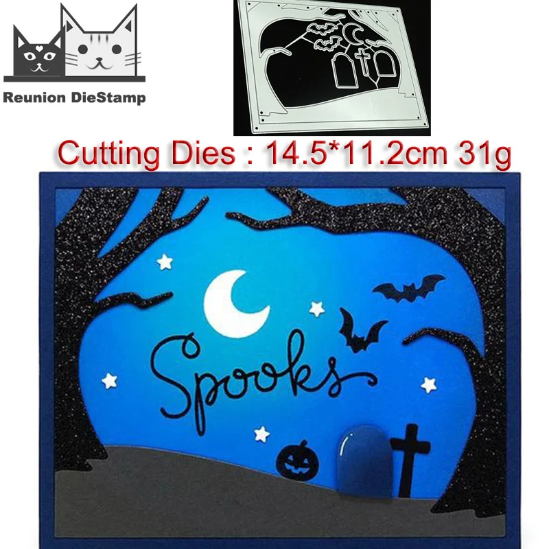 

Reunion 2020 New Halloween Rectangle Background Bat Metal Cutting Dies for DIY Making Album Greeting Card Paper Scrapbooking Die