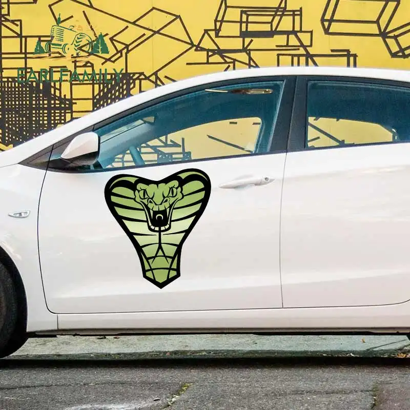 EARLFAMILY 43 см x 32 4 3D Кобра атака Автомобильная наклейка Водонепроницаемая дверь