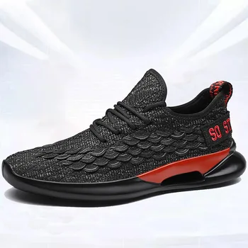 

New spring and summer breathable flying weaving couple shoes men's trend casual shoes wild net shoes black sports running shoe