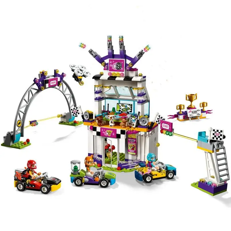 

41352 654pcs legoinglys Girls Friends Series The Big Race Day Model Building Block Brick Set Toys For Children 11040 Gift