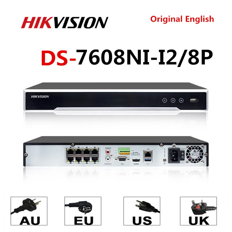 Hik Оригинал 4K NVR DS-7608NI-I2/8 P 8CH 8 POE для камеры 12MP Max 2 SATA сетевой видеорегистратор |