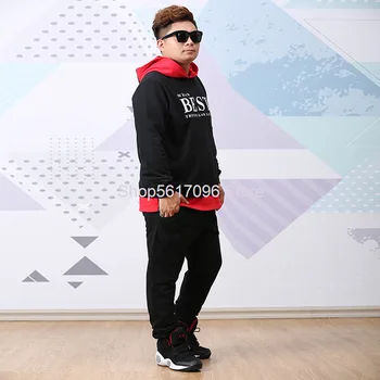 

Autumn Men's With Hat Sweater Two-piece Set Plus Fat Plus Men's Sports Leisure Suit