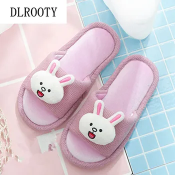 

Slippers for Boy Girl Rabbit Bear Cute Autumn Flat Shoes Children Non-slip Home Indoor Fashion Kids Slides Flip Flops Platform