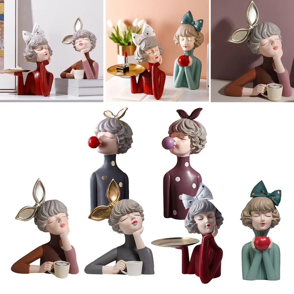 Resin Bubble Girl Figurine Figure Statue Modern Sweet Girl Statue Desktop Ornament Decor table top décor