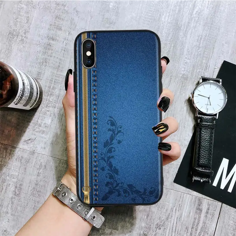 Jeans Cowboy Denim printed Black Back Cover Phone Case For Apple IPhone 11 Pro XS MAX 4