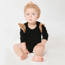 Милая Одежда для девочек на Хэллоуин, кружевные боди с длинными рукавами и повязка на голову с короной, комплекты одежды, праздничный костюм для младенцев