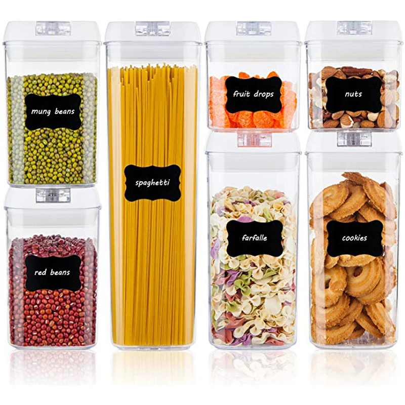 

7Pcs Airtight Food Storage Containers,BPA Free Plastic Cereal Containers with Easy Lock Lids, for Kitchen Pantry and Storage