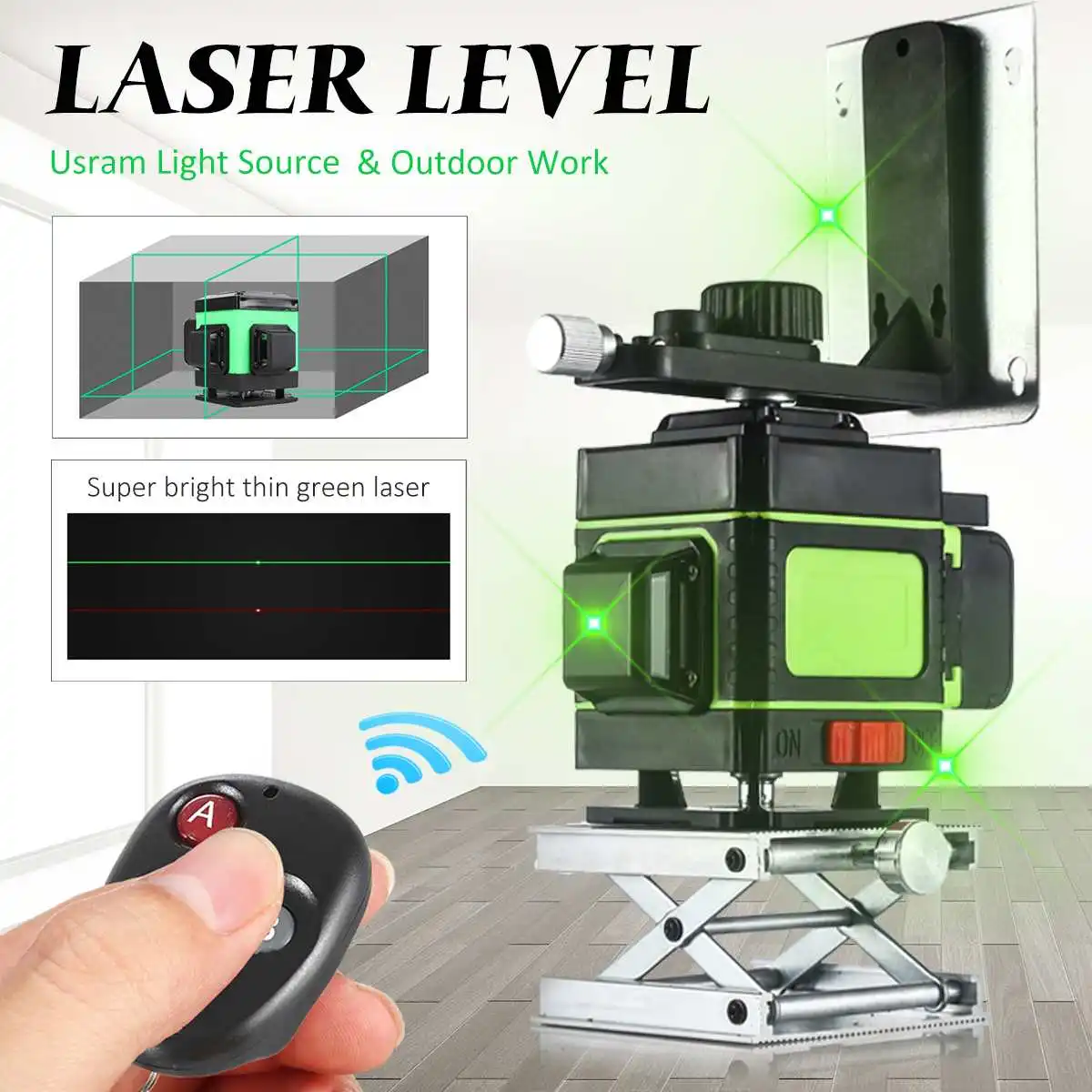 

12 Line 4D Green Laser Level Self-leveling Horizontal&Vertical 360 Degree Adjustment Higher Visibility Automatic Leveling Tool