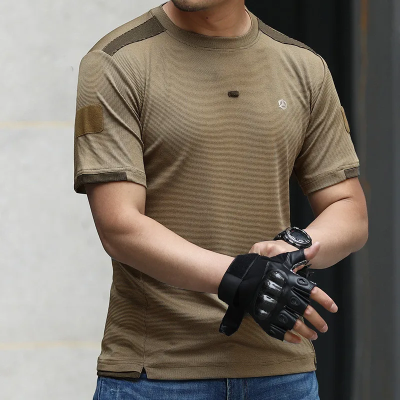 Summer Outdoor Quick Dry Short Sleeve Men's Sports T-shirt Thin Breathable Loose Fan T Shirt Tops sport t shirt