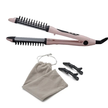 

2 in 1 Hair Straightener Curler PTC Ceramic Curling Brush Flat Iron Styler
