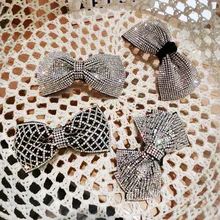 

New Fashion Full Rhinestone Bow Hairpin Women Back Head Hair Clip Spring Scrunchie Clip заколки Hair Accessories For Girls