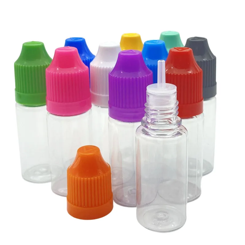 Dropper Bottle 100pcs Empty 10ML Clear Plastic Needle Bottles With Childproof Cap And Long Thin Tip PET Dropper Vail Liquid Container