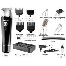 Kemei 5 в 1 Перезаряжаемые электрическая машинка для стрижки волос бритва триммер для носа KM-1015 для Водонепроницаемый машинка для стрижки волос беспроводной