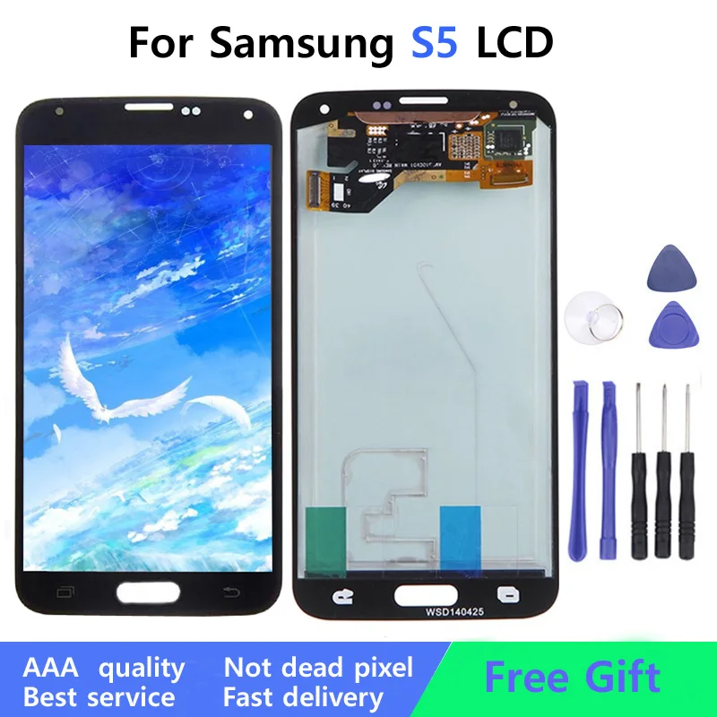 Оригинальный ЖК-дисплей 5 1 дюйма для Samsung Galaxy S5 G900 G900F I9600 с сенсорным экраном и