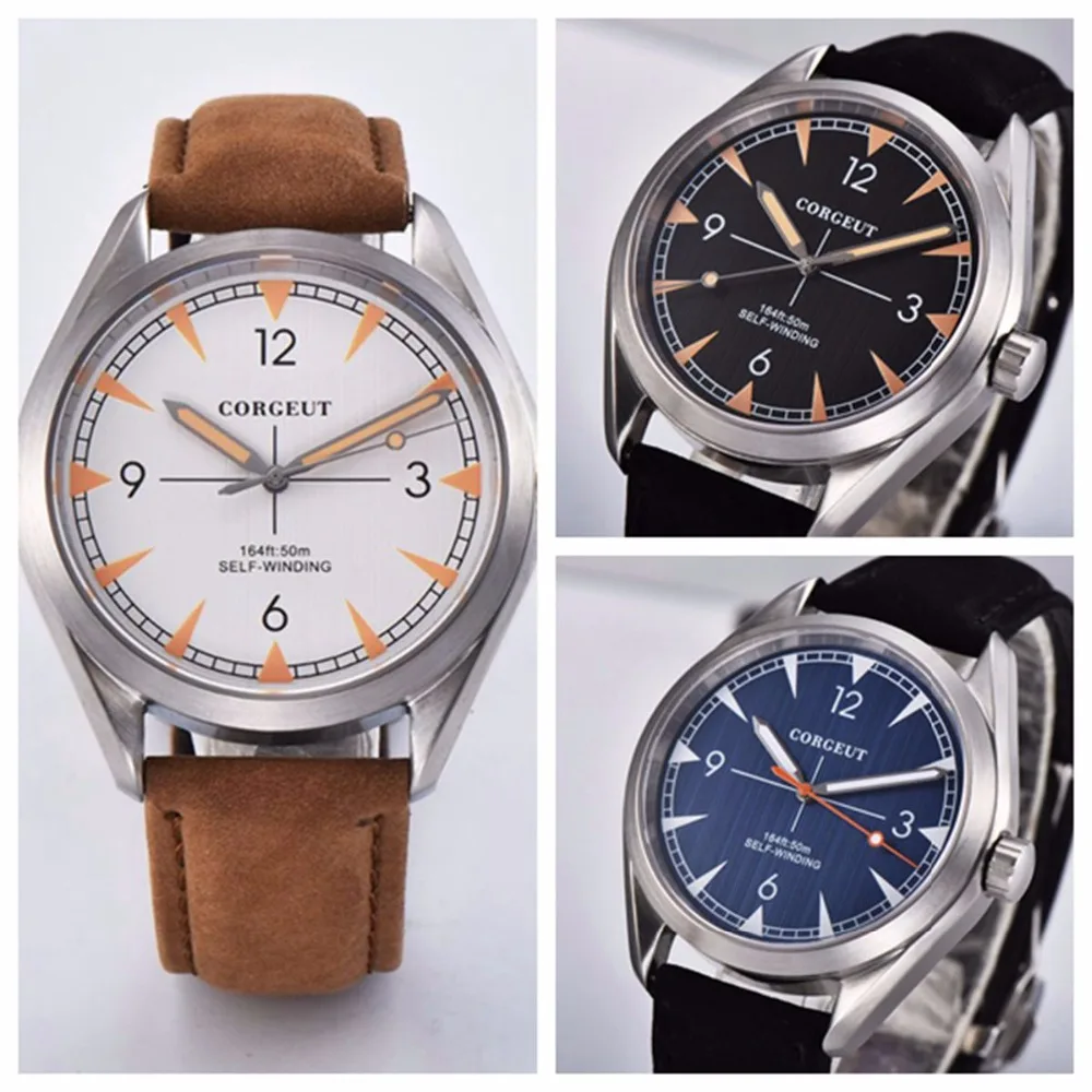 

Corgeut Luxury Brand men Wrist Watch Automatic Sport Design clock male Sapphire leather Mechanical male wristwatch