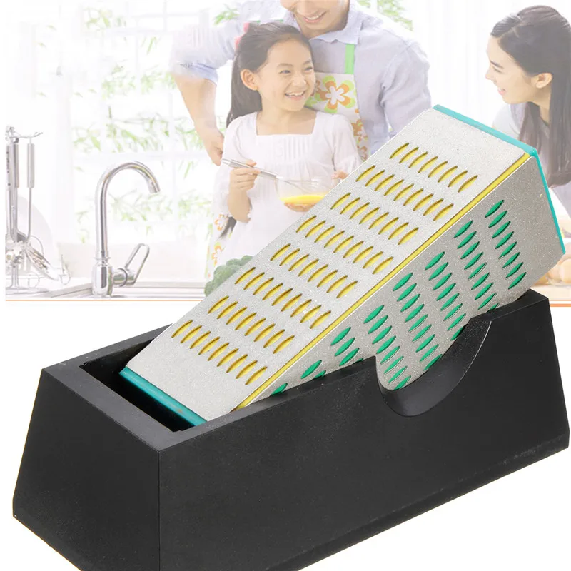 TOP!-15X5Cm Home Kitchen Whetstone Diamond Sharpener Four-Sided Whetstone 200 300 400 600 Gravel