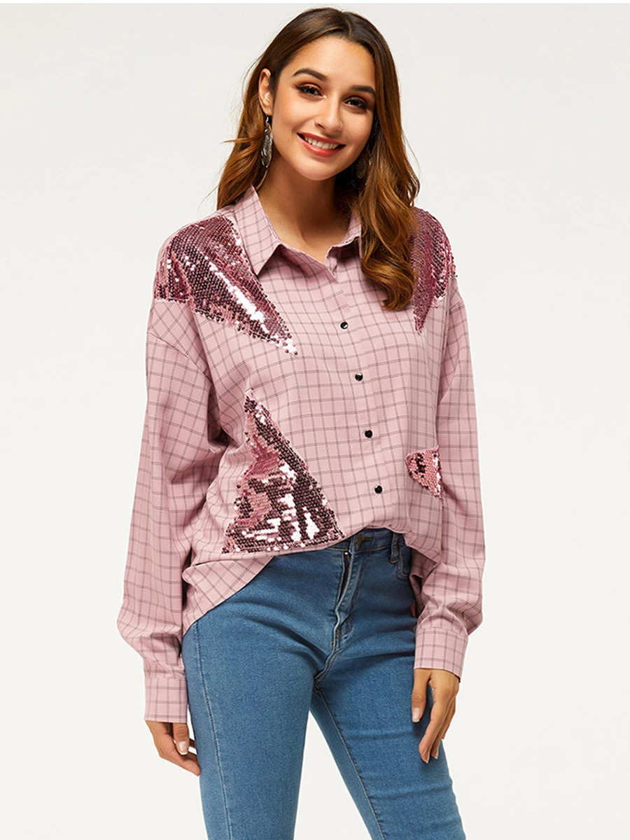 

Bohisen Spring Women Blouse Korean Long Sleeve Female Blouse Tops Long Sleeve Casual Turn-down Collar Blusas Roupa Feminina Tops