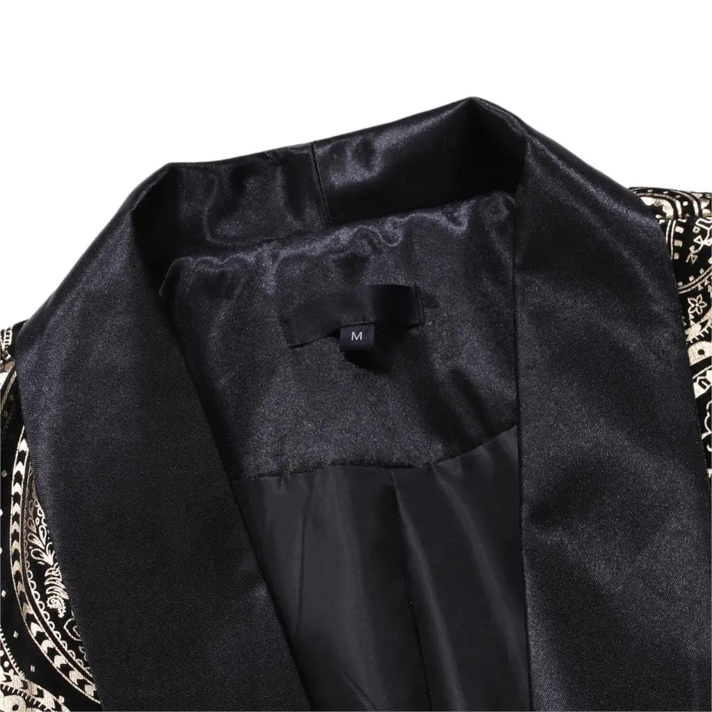 PUIMENTIUA 2019 New Mens Autumn Pirnt Casual Blazers England Style A Buckle Suits Men Blazer Slim Fit Embroidery V-Neck Blazer