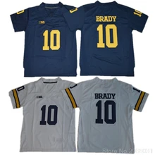 Michigan#10 Tom Brady College Jersey- White Yellow Navy Stitched Size S-3XL Free Shipping