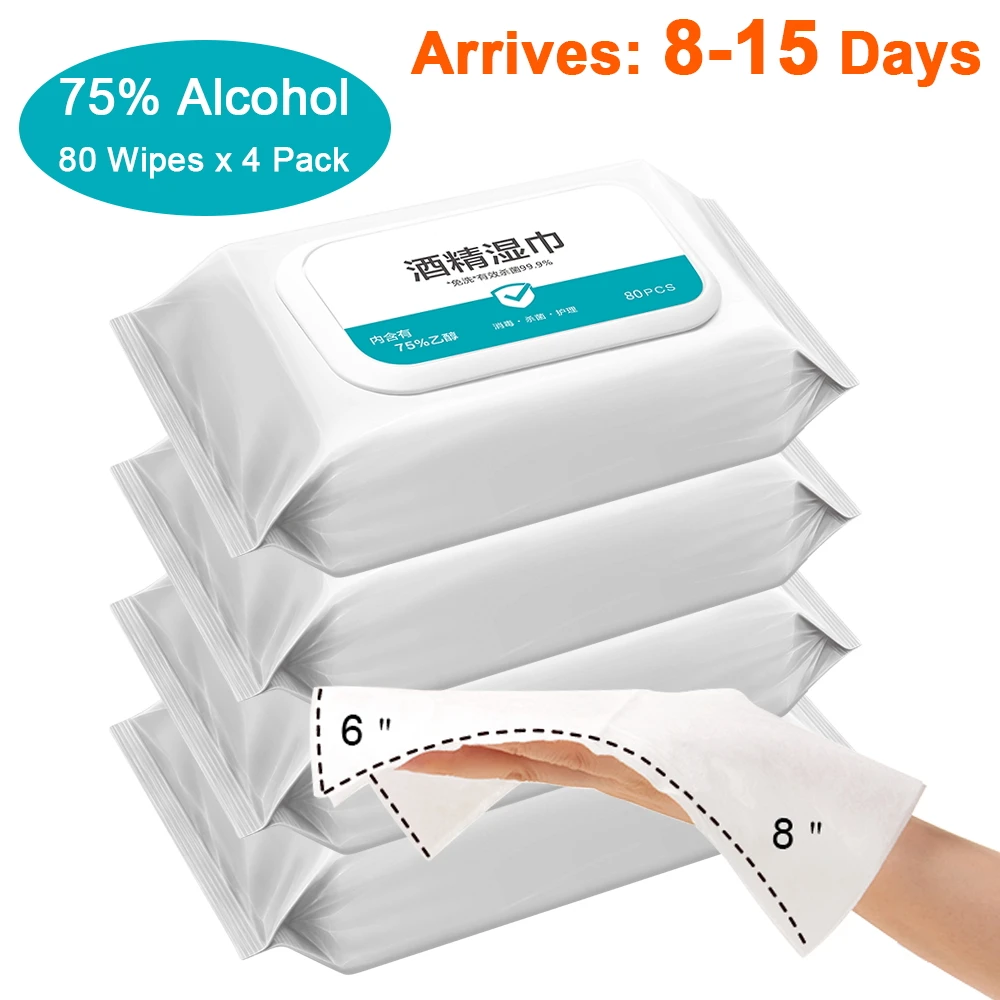 

320PCS/4Bags Large Alcohol Wipes Disinfection Antiseptic Antibacterial Wet Wipes Disinfectant Wipes Sterilization Alchol