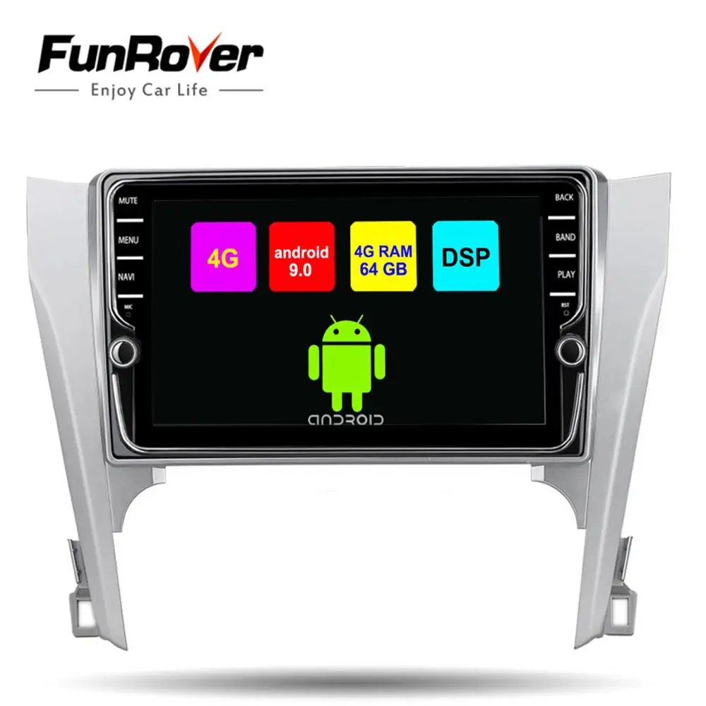 Funrover octa core android 9 0 автомобильный dvd gps мультимедийный плеер для Toyota Camry 50 2012