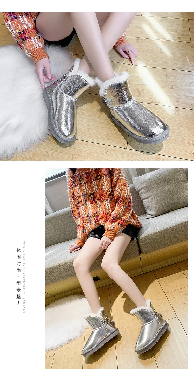 Женские зимние ботинки; зимние Нескользящие ботинки; bottes femme; водонепроницаемые ботинки на меху с плюшевой подкладкой для холодной погоды; женская обувь на платформе