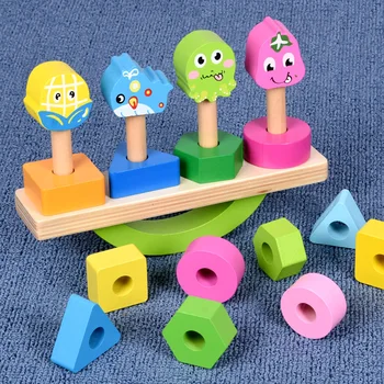 

Baby Toys Educational Fruits Seesaw Balancing Blocks Assembling Toys Wooden Balance Game Montessori Blocks Gift For Child