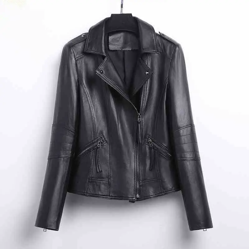 

Genuine Leather Jacket Women Real Sheepskin Leather Bomber Jackets Spring Autumn Motocycle Plus Size Coat 1804 MF560